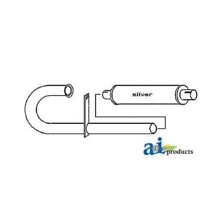 A & I Products Vertical Muffler & Pipe Unassembled 6.1" x14.4" x30.3" A-FD1010